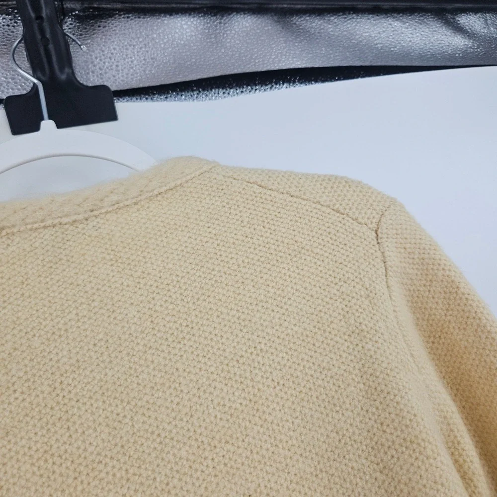 J. Crew Textured Sweater Lady Jacket Cream Gold Buttons Wool Alpaca Preppy S